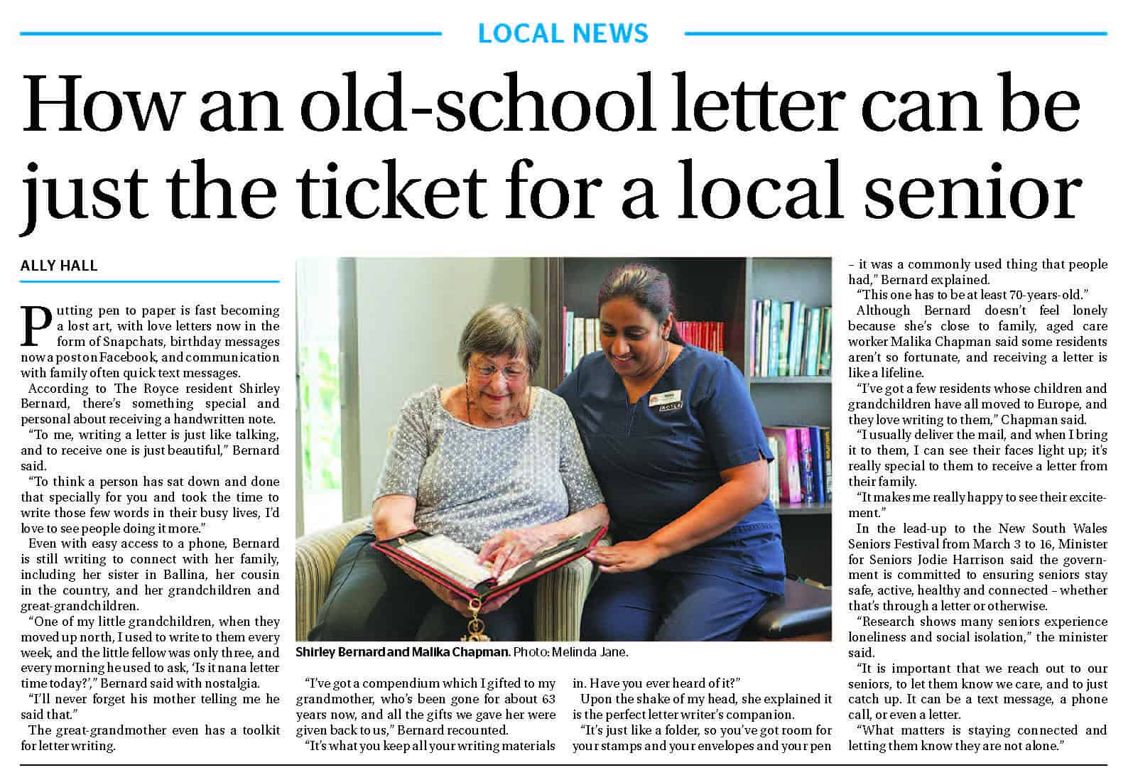 How an old-school letter can be just the ticket for a local senior